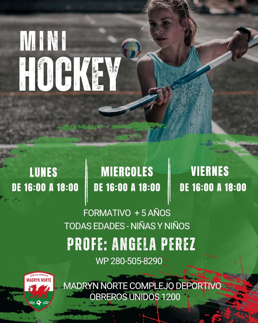 Mini Hockey formativo para niñas y niños desde 5 años en Madryn Norte